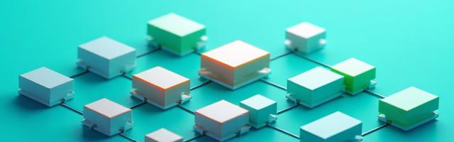 Modular blocks connecting to form a larger system, illustrating microservices architecture
